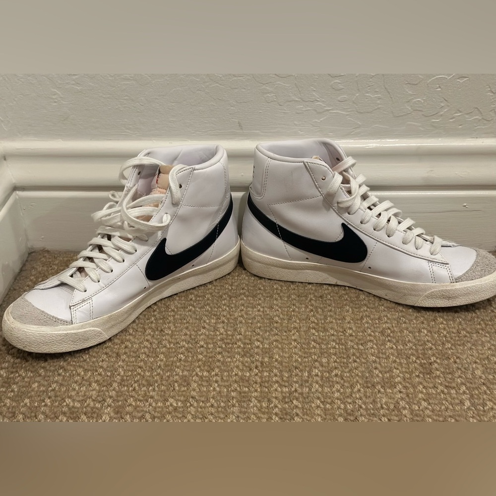 Nike White High-Tops with Black Logo